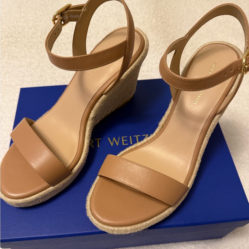 Stuart Weitzman Teddi Wedges Sandalwood size 7.5 New in box